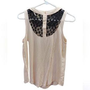 LAUREN CONRAD Nude Collared Sleeveless Blouse